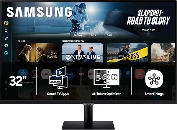 Samsung 32” Smart Monitor M7 (M70F) 4K UHD Display, Samsung Vision AI, Smart TV Apps, Gaming Hub, USB-C, HDMI and USB-A, Black, LS32FM702UNXZA, 2025