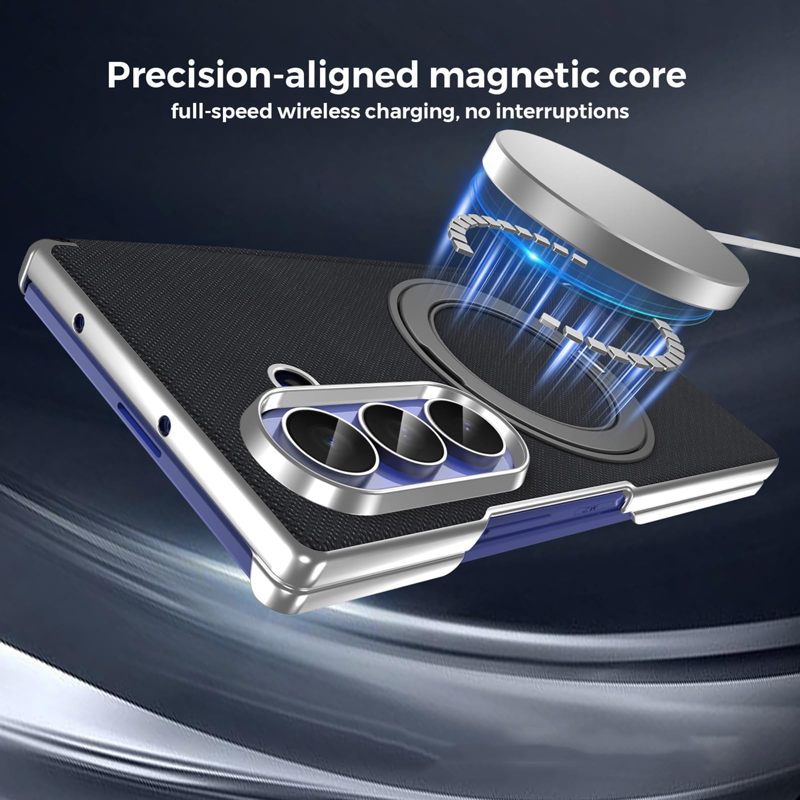 Custodia Magnetica For Samsung Galaxy Z Fold 8 Ultra, Protezione Cerniera Dello Schermo In Pelle Elettrolitica Antiscivolo Con Anello Girevole In Metallo Supporto For Ricarica Wireless(Purple)
