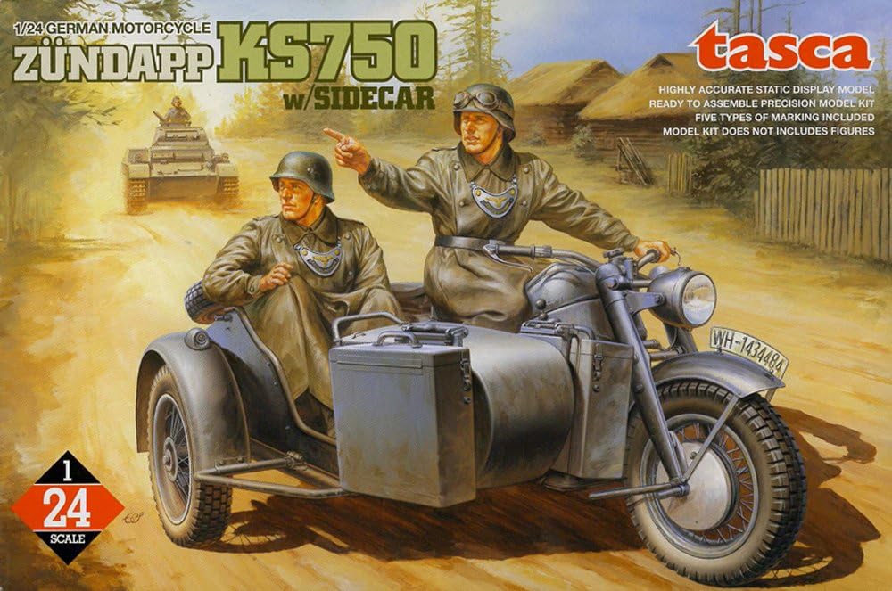 Asuka TAS24004 Model Car 1/24 German Motorcycle Zündapp KS750 with Sidecar