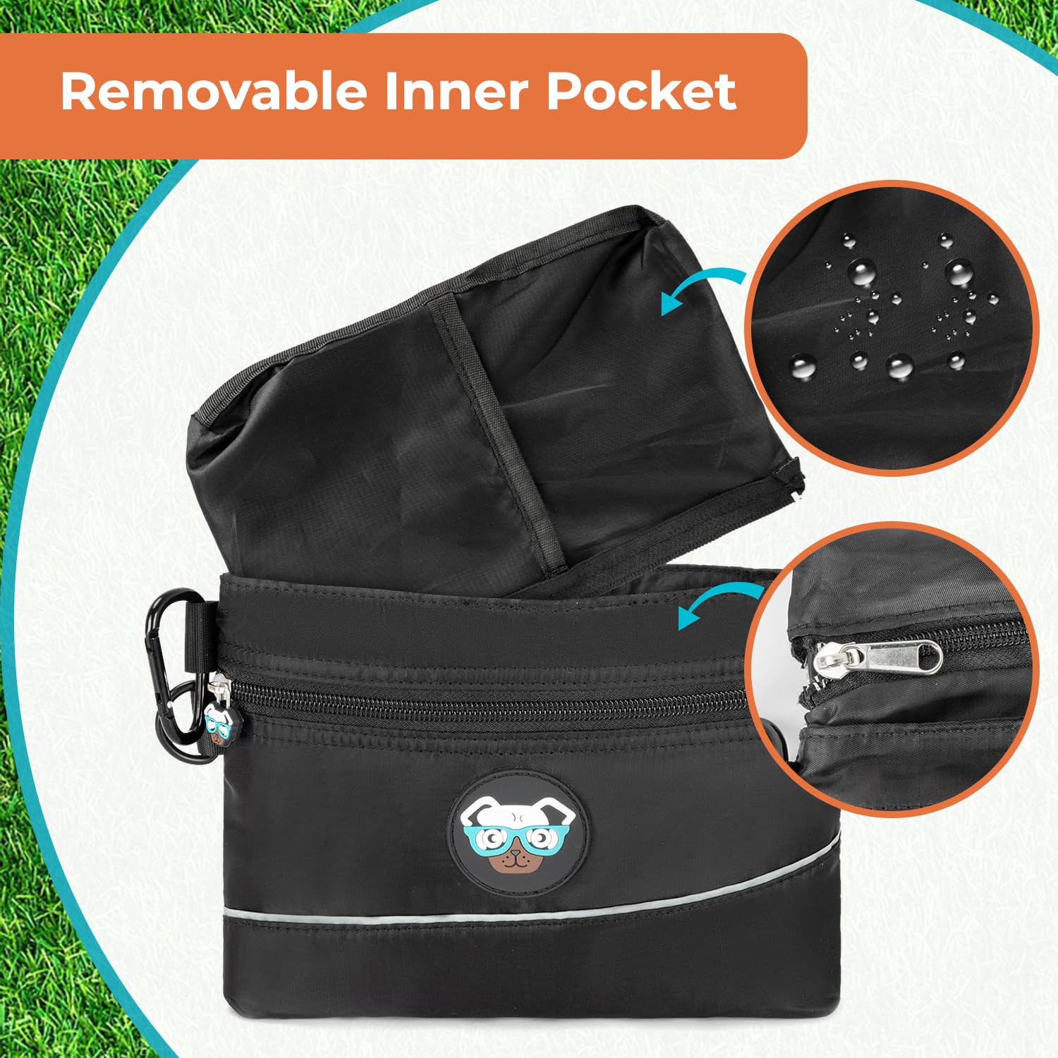 Joyride Harness Pochette de dressage pour chien – Ceinture réglable, fonction clip et distributeur de sacs à déjections canines intégré, compact, durable et élégant