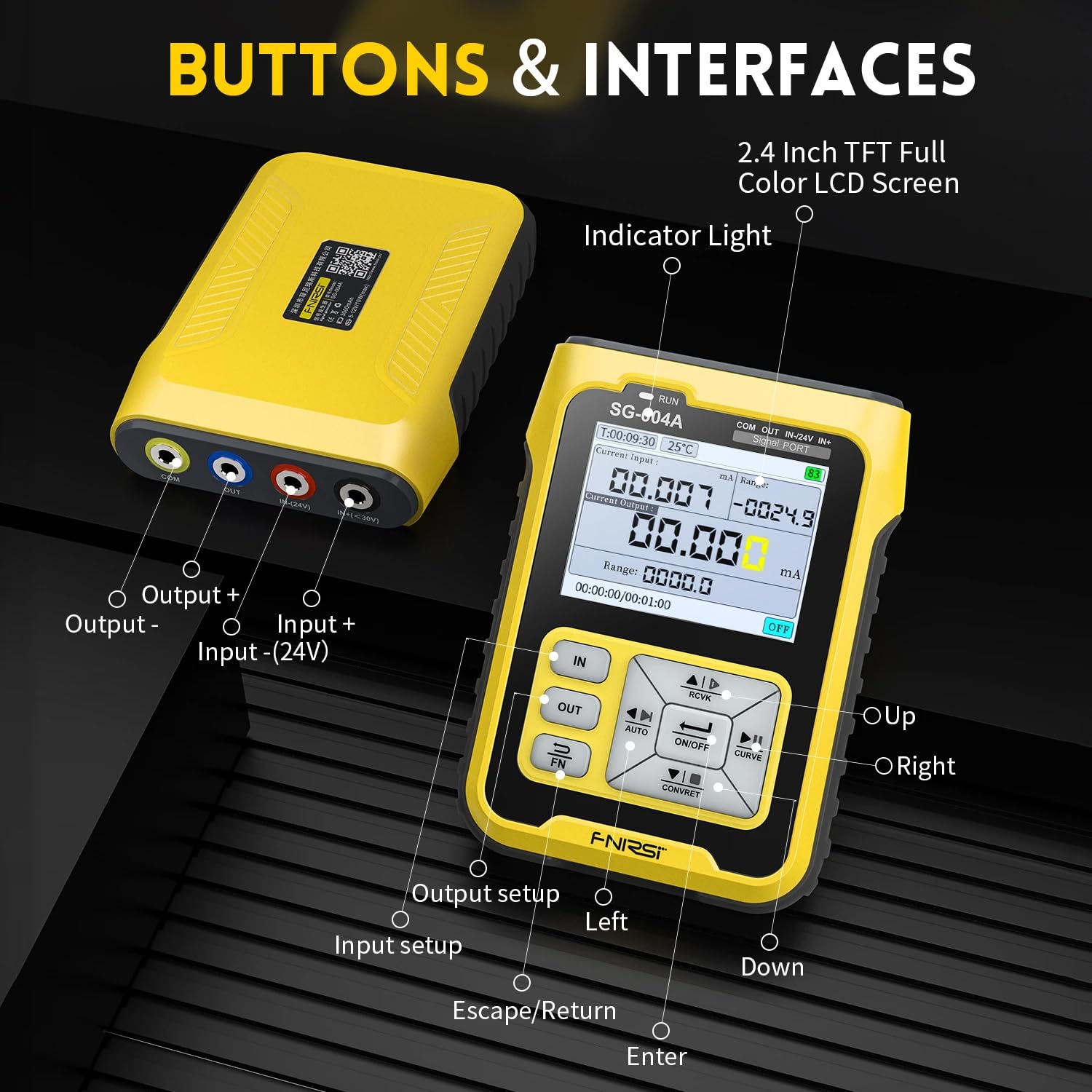 Produktbild von Fnirsi SG-004A Signalgenerator – 0–10 V, 4–20 MA, Einstellbar, Mit TFT-Display, 3000 MAh Akku, PWM & RS485 – Für Kalibrierung & Simulation