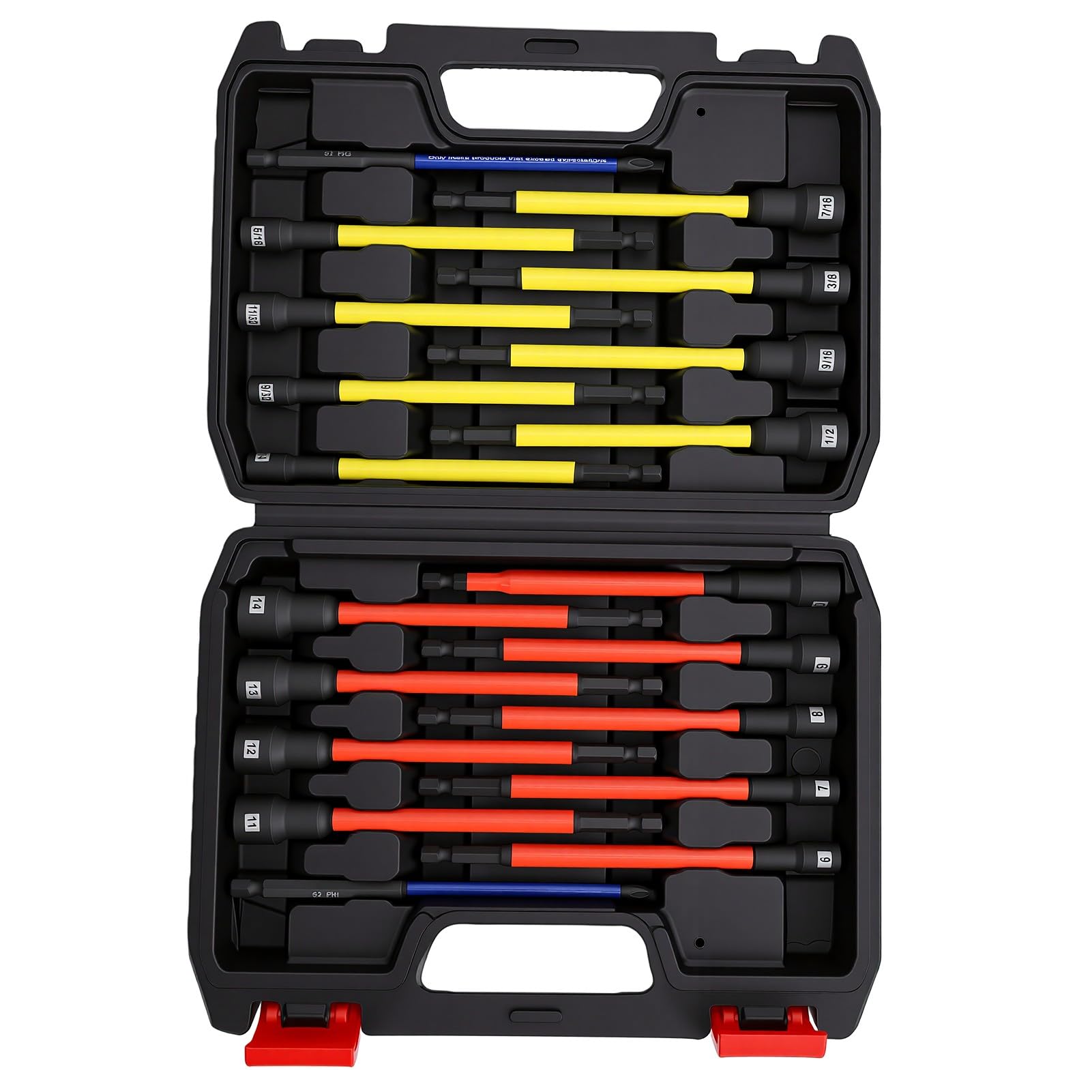 Generic Wszechstronny Zestaw Magnetycznych Kluczy Nasadowych S2 ze Stali Stopowej, Bardzo Długi, dla Mechaników i Majsterkowiczów, 19 Sztuk