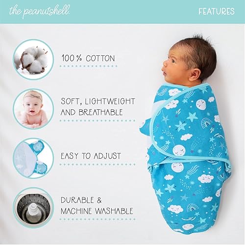 Miniatura 2 de The Peanutshell Juego de pañales para bebés para niños o niñas, unisex, paquete de 3, nube y estrellas (MediumLarge  3-6 meses)