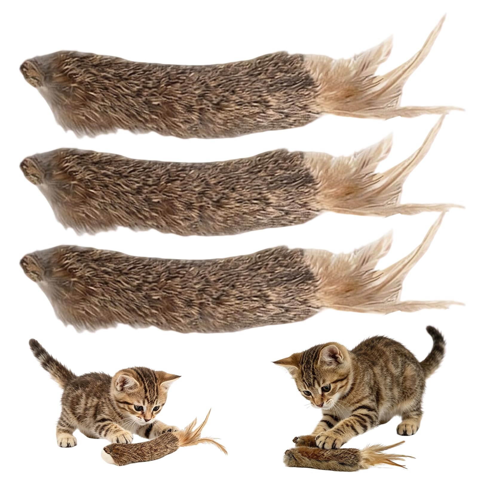 HORREX 3 Pieces Cat Toys Rabbit Fur Cat Toy with Silvervine Gall Fruit