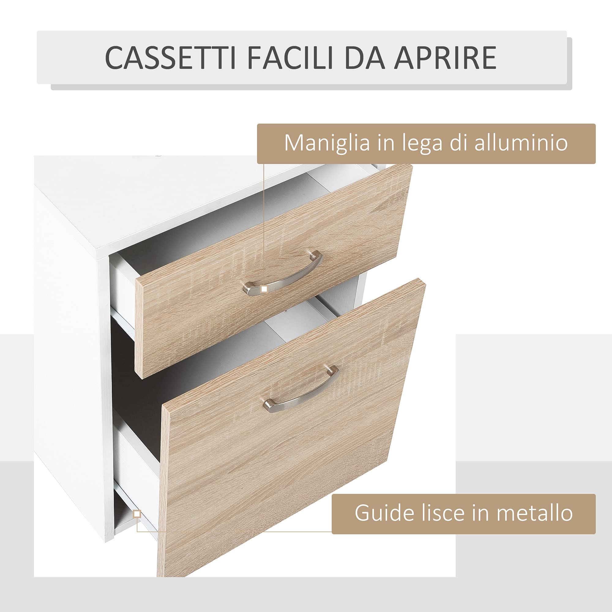 HOMCOM – Moderna Scrivania per Computer con Ripiani in Legno MDF 137 x 55 x 92cm