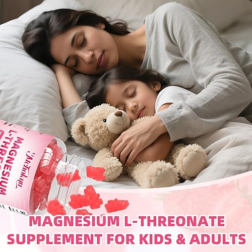 Miniatura 6 de Gomitas de magnesio L-treonato de 1000 mg, gomitas de treonato de magnesio para niños y adultos, sin azúcar para apoyo muscular y nervioso, sin OMG,