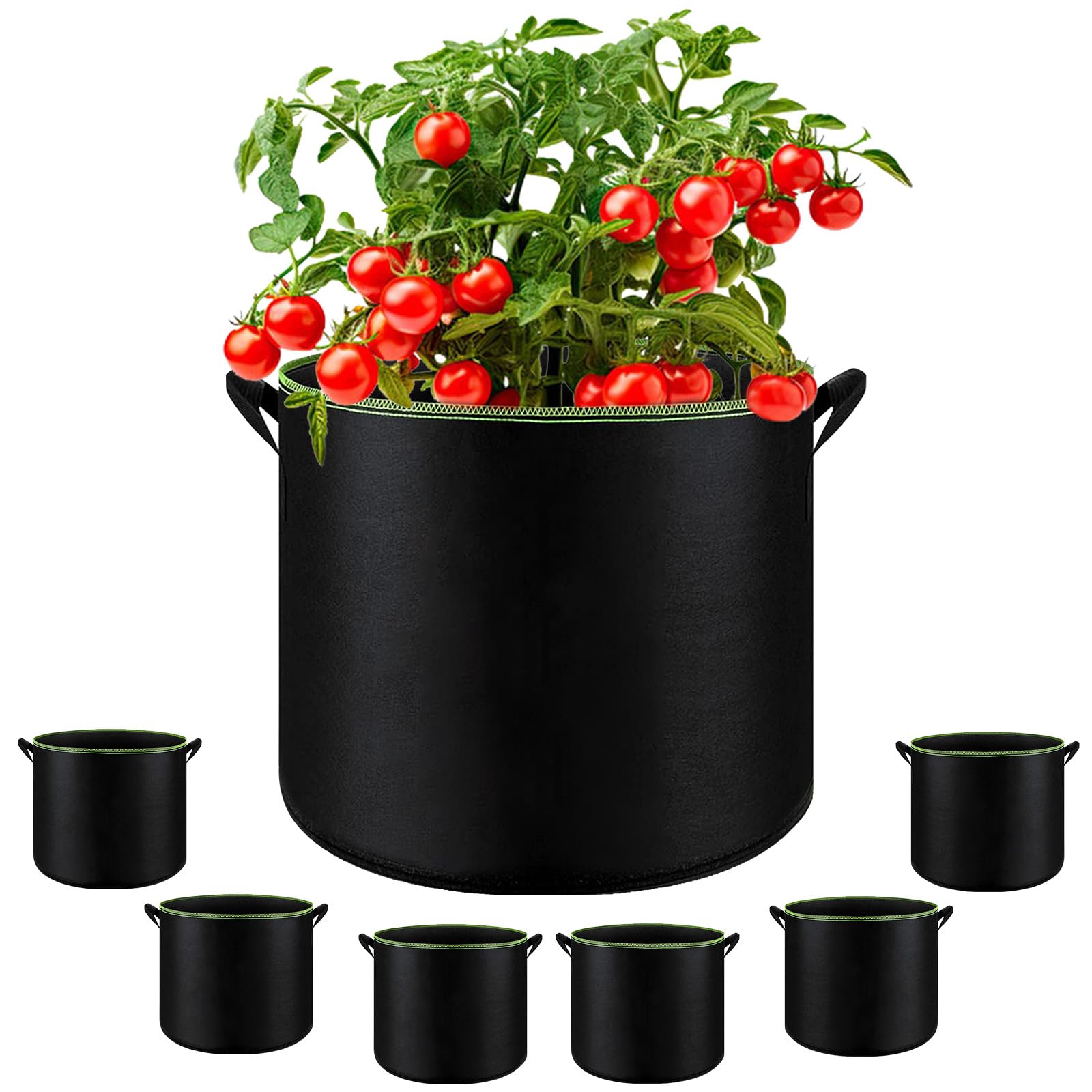 Lot de 6 sacs de culture de 300 g en tissu aéré robuste avec poignées, sacs de fleurs non tissés épais pour légumes, fleurs, fruits