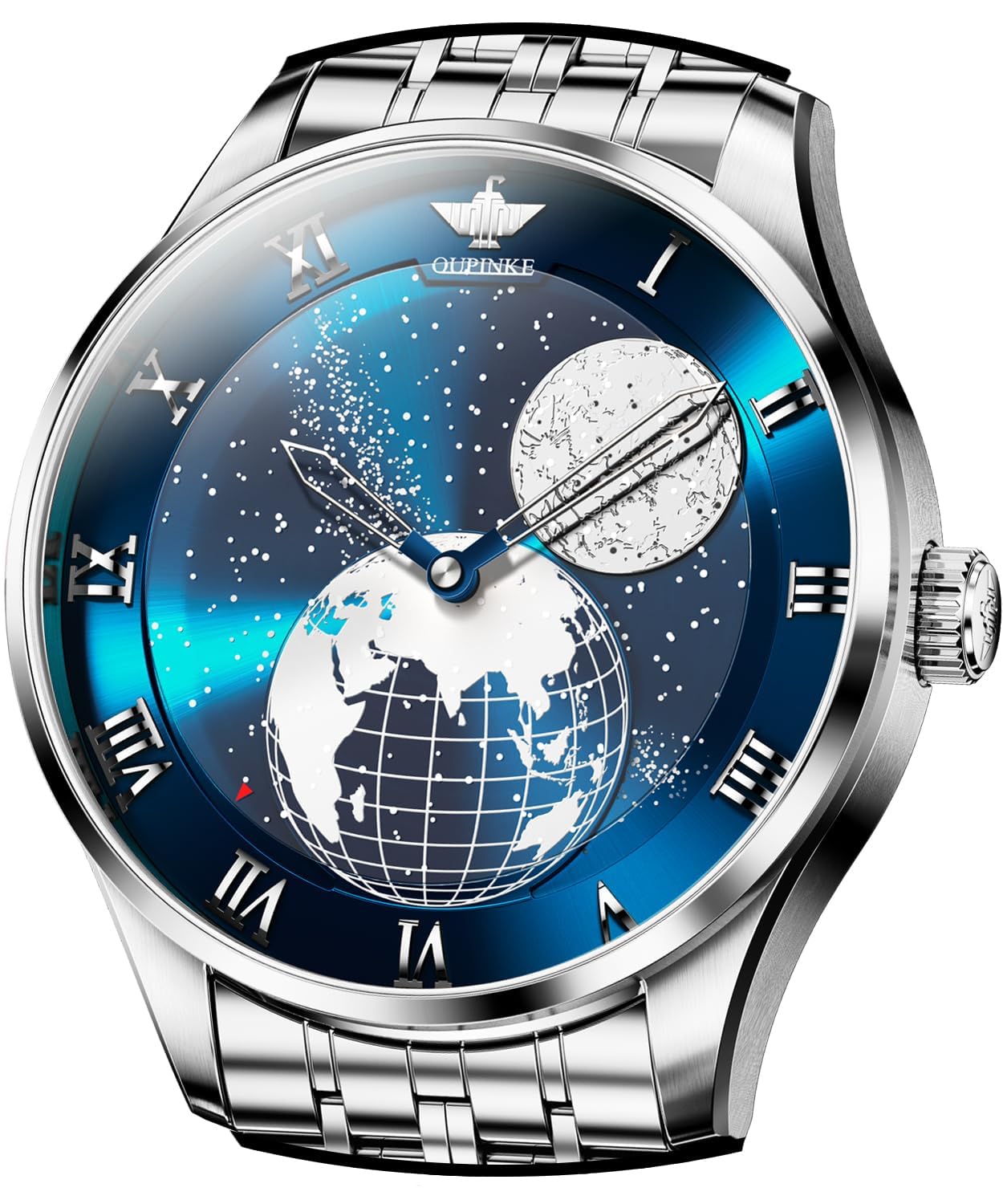 OUPINKEAutomatic Watches for Men Starry Sky Self Winding Mechanical Stainless Steel Male Watch Luxury Waterproof Stylish Men's Watches