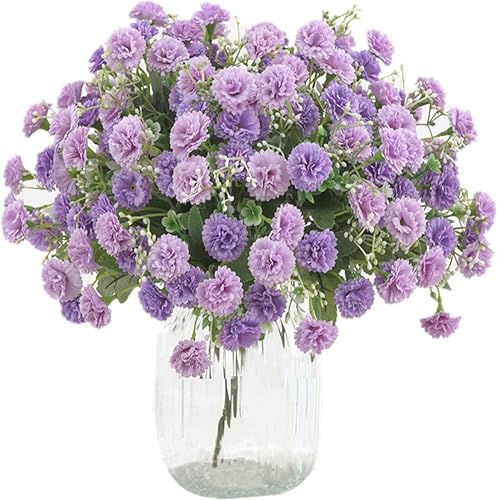 TBUY Rose - 5 flores artificiales de clavel pequeñas a granel con tallos de seda, flores de clavel de seda para decoración al aire libre, boda,