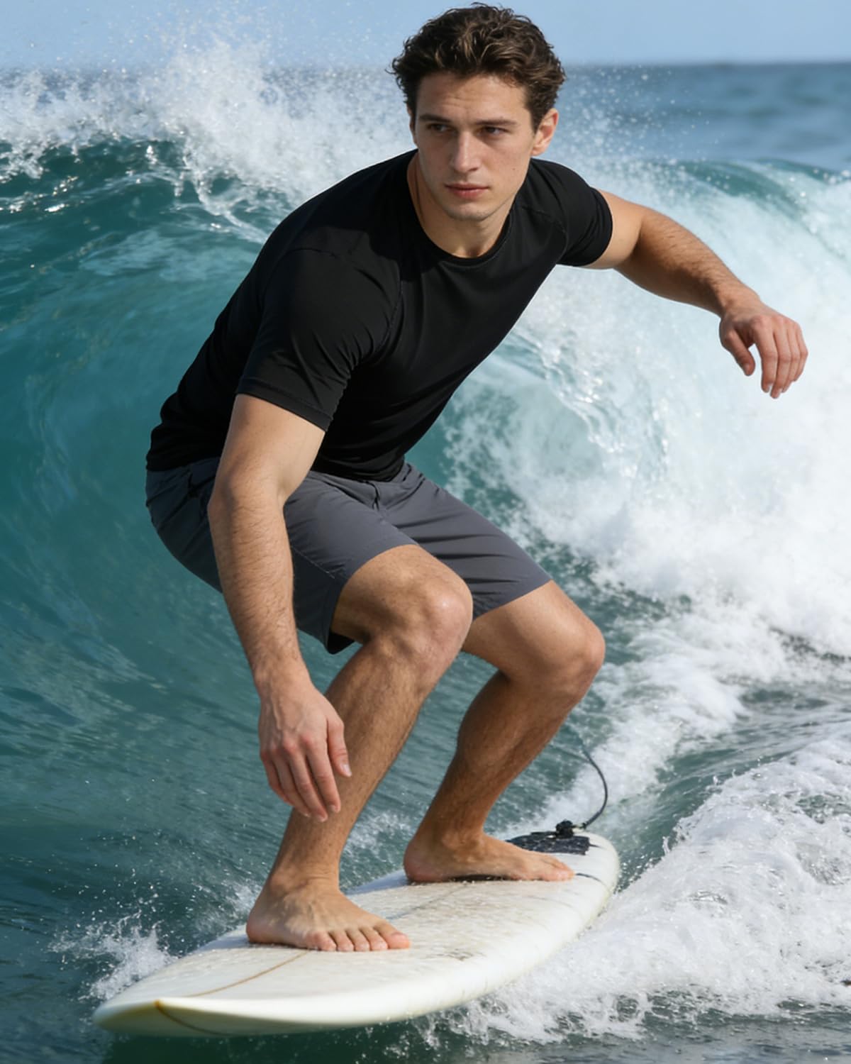 VAYAGER Rash Guard UPF 50+ T-shirt kąpielowy krótki rękaw, szybkie schnięcie, luźny krój, koszulka do surfingu