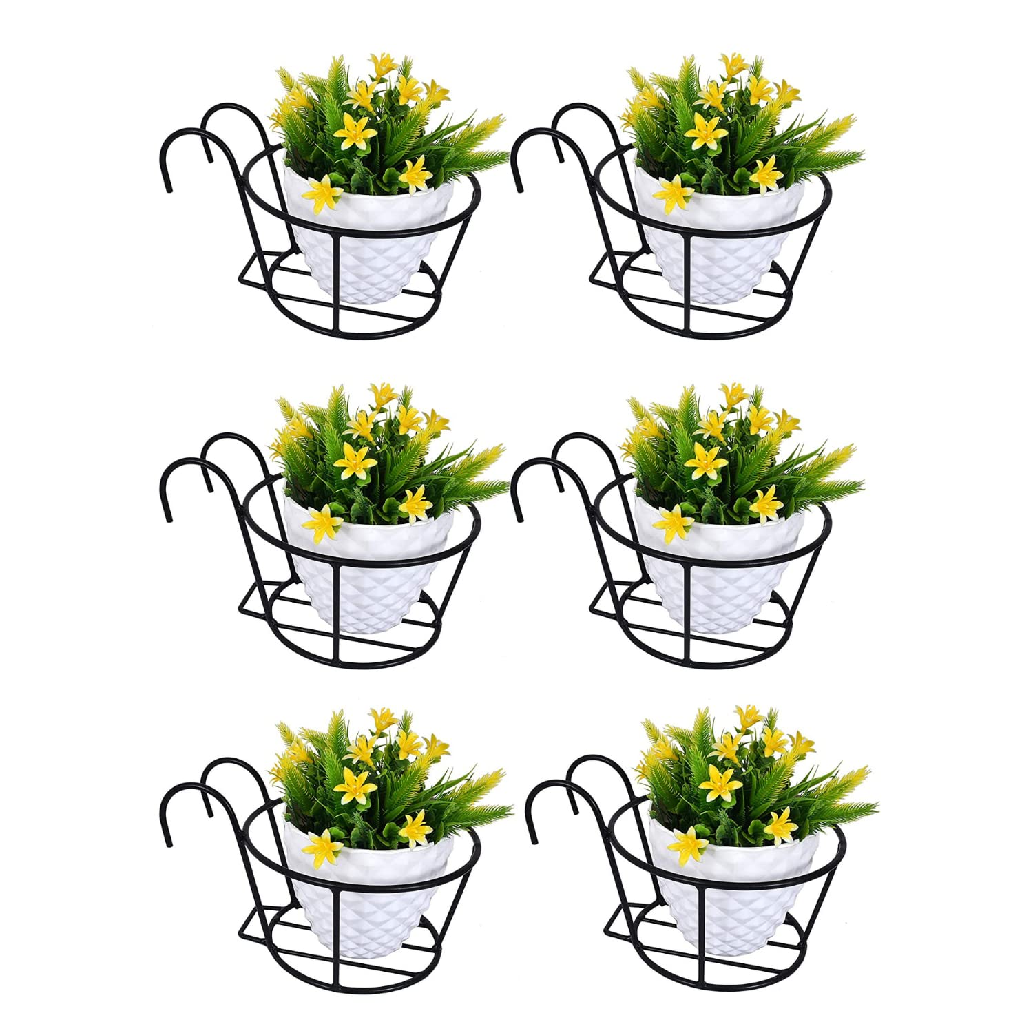 United Crafts Metal Railing Pot Stand (Set of 6) Decorative Pots Holder for Indoor Planter/Metal Hanging Plant Hanger Balcony Hook Garden Decoration (B0BY2RVQGG) Amazon Price History, Amazon Price Tracker