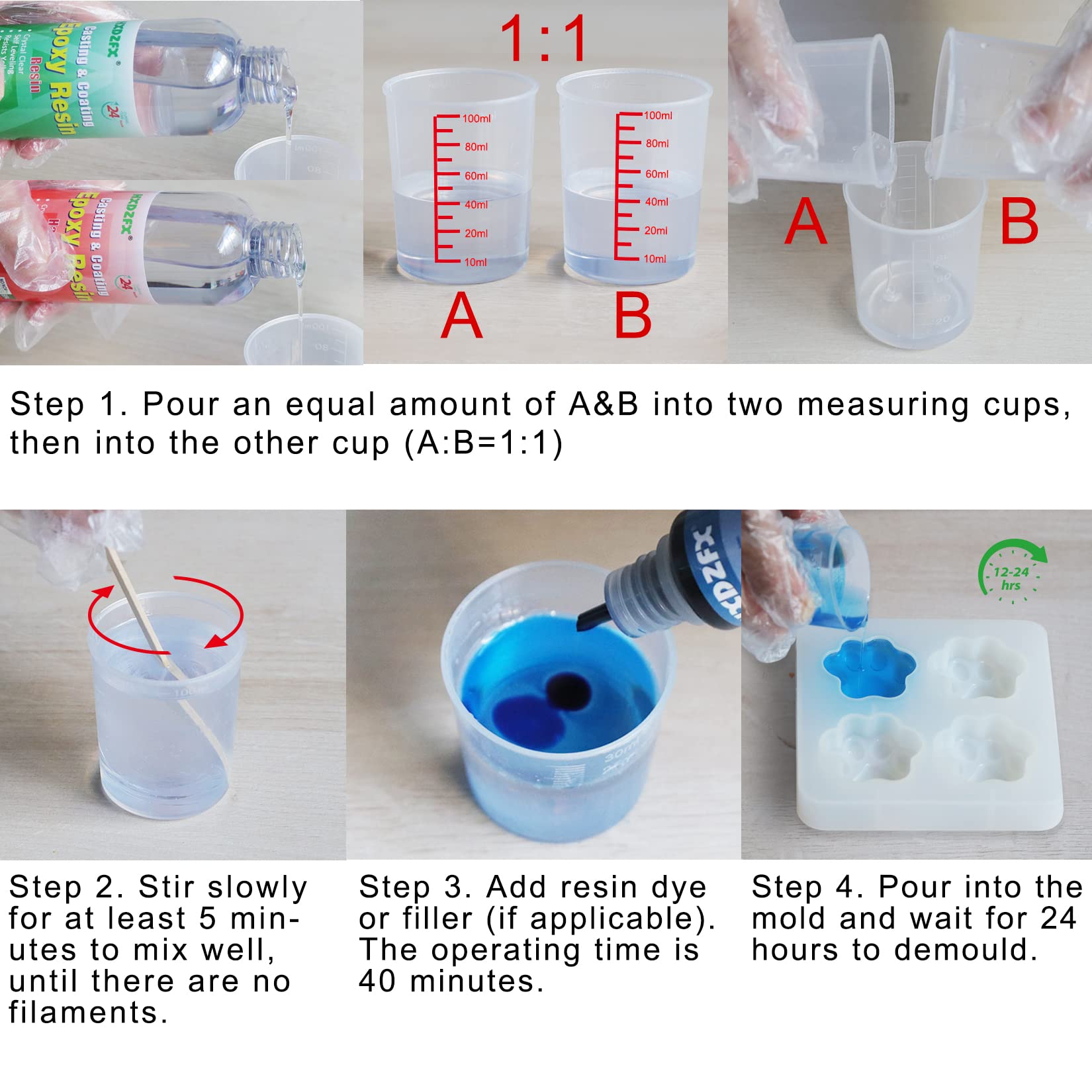 Amazon.com: 環氧樹脂透明水晶塗層套組520 毫升/20 盎司(約520 毫升