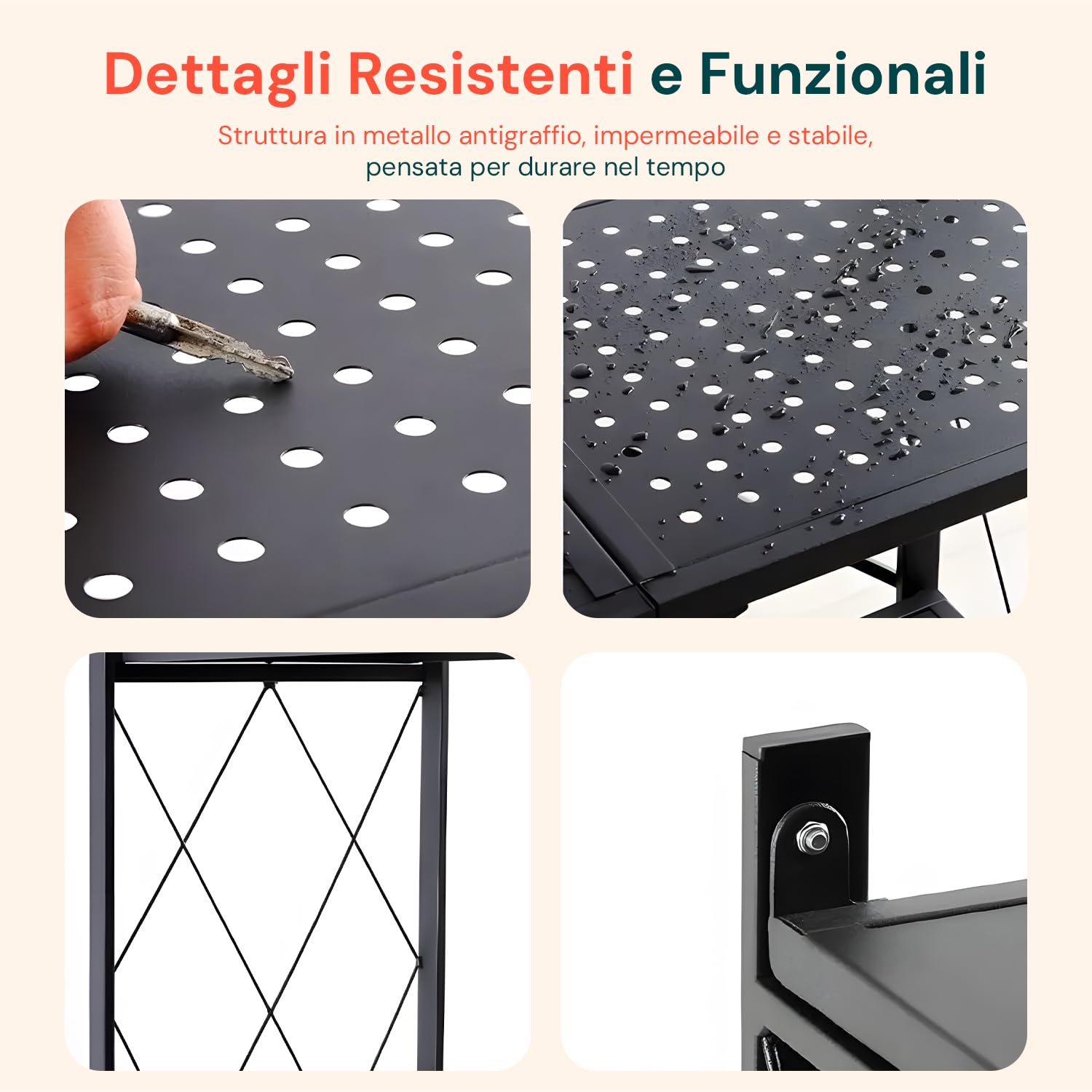 Avilia - Scaffale Richiudibile 3 Ripiani in Metallo Verniciato Nero, Stile Industriale Moderno, Pieghevole Senza Viti, Ideale per Casa, Ufficio, Cucina e Garage