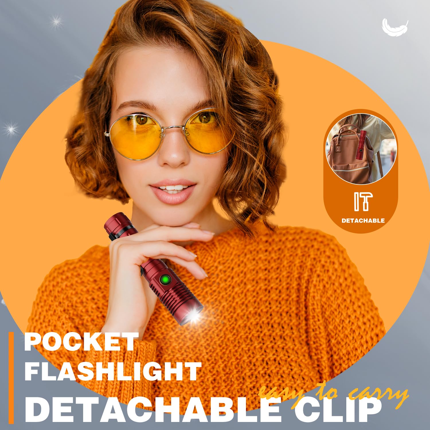 Piccola torcia tattica da 20.000 lumen ad alta luminosità, fascio lungo 1500 metri, torcia magnetica a LED super luminosa, ricaricabile tramite USB, zoomabile, 5 modalità, fascio lungo, per
