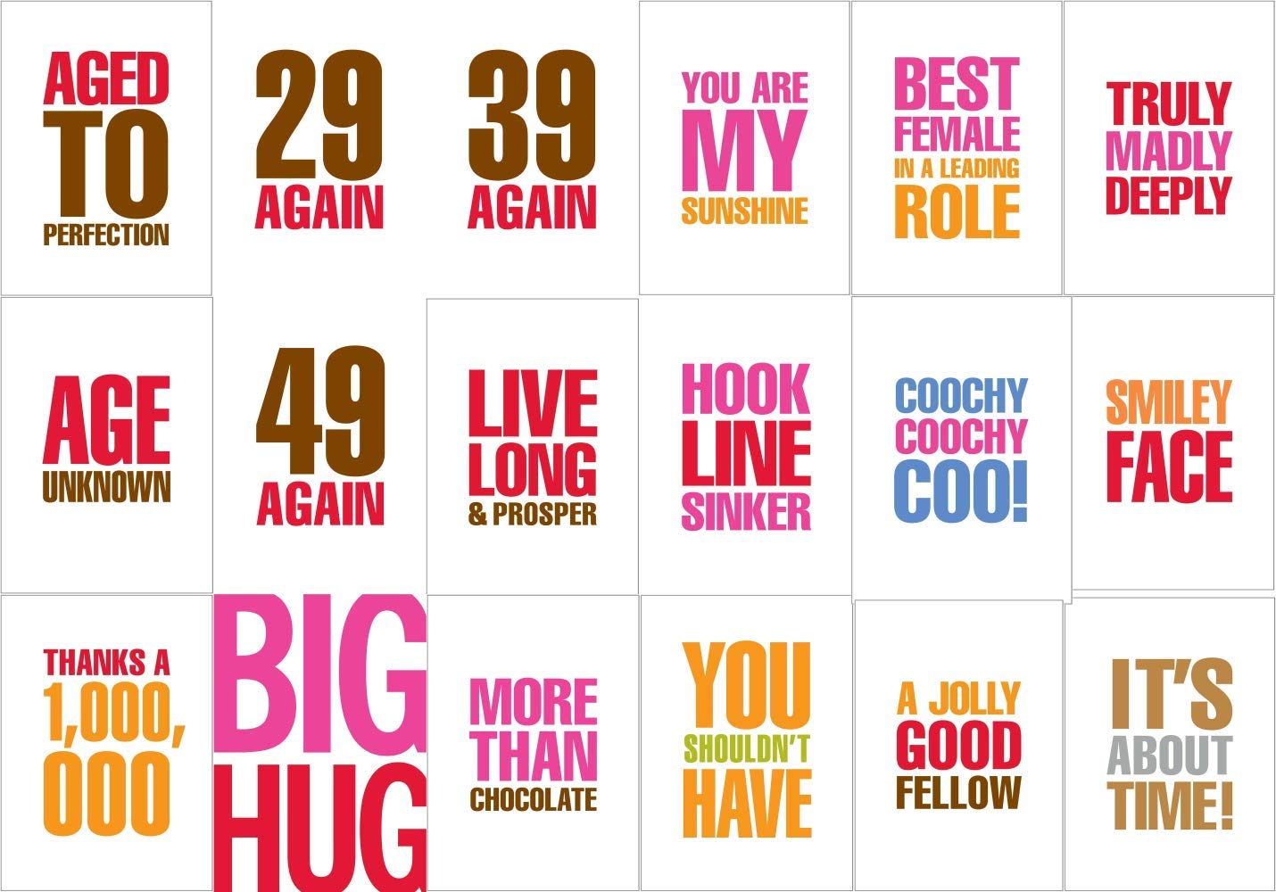 SHADE TREE GREETINGS Variety Boxed Greeting Card Assortment by Bob's Your Uncle | 36 Card Pack + 36 White Envelopes (4x6) | Word Art Humorous