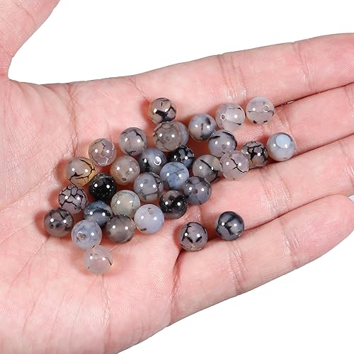 Miniatura 2 de 50 cuentas de piedra de ágata original de 0.315 pulgadas, cuentas para hacer joyas a granel, cuentas semipreciosas sueltas, piedras preciosas