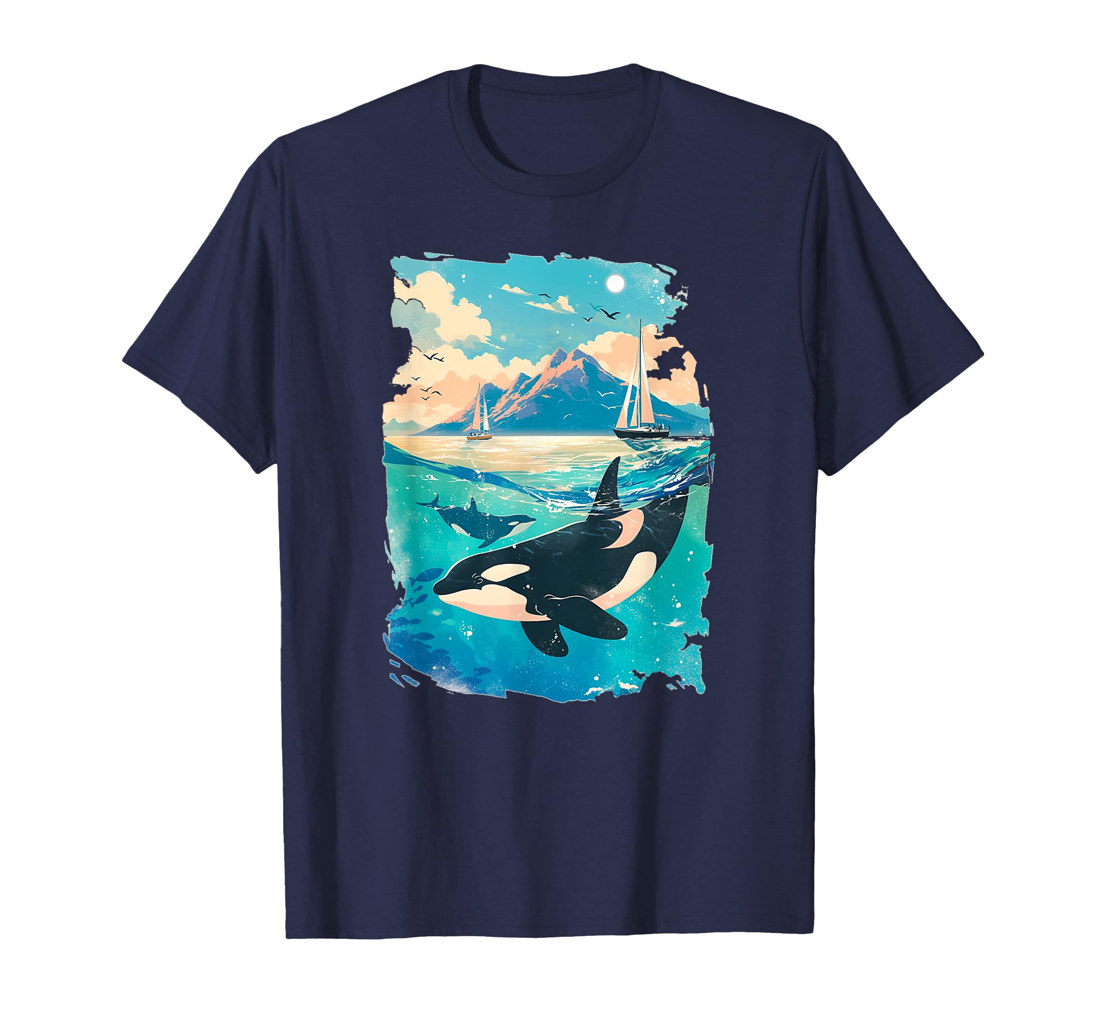 Amazon | 沿岸のシャチが特徴のシャチ。 Tシャツ | Tシャツ