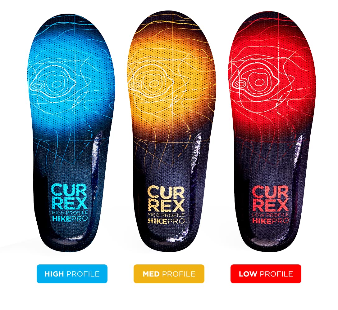 CURREX HikePro Insoles for Hiking Boots & Shoes – Shock Absorbing Inserts to Help Reduce Fatigue and Increase Performance – Anti-Slip Heel Surface for Stability – for Men & Women – High Arch, Small