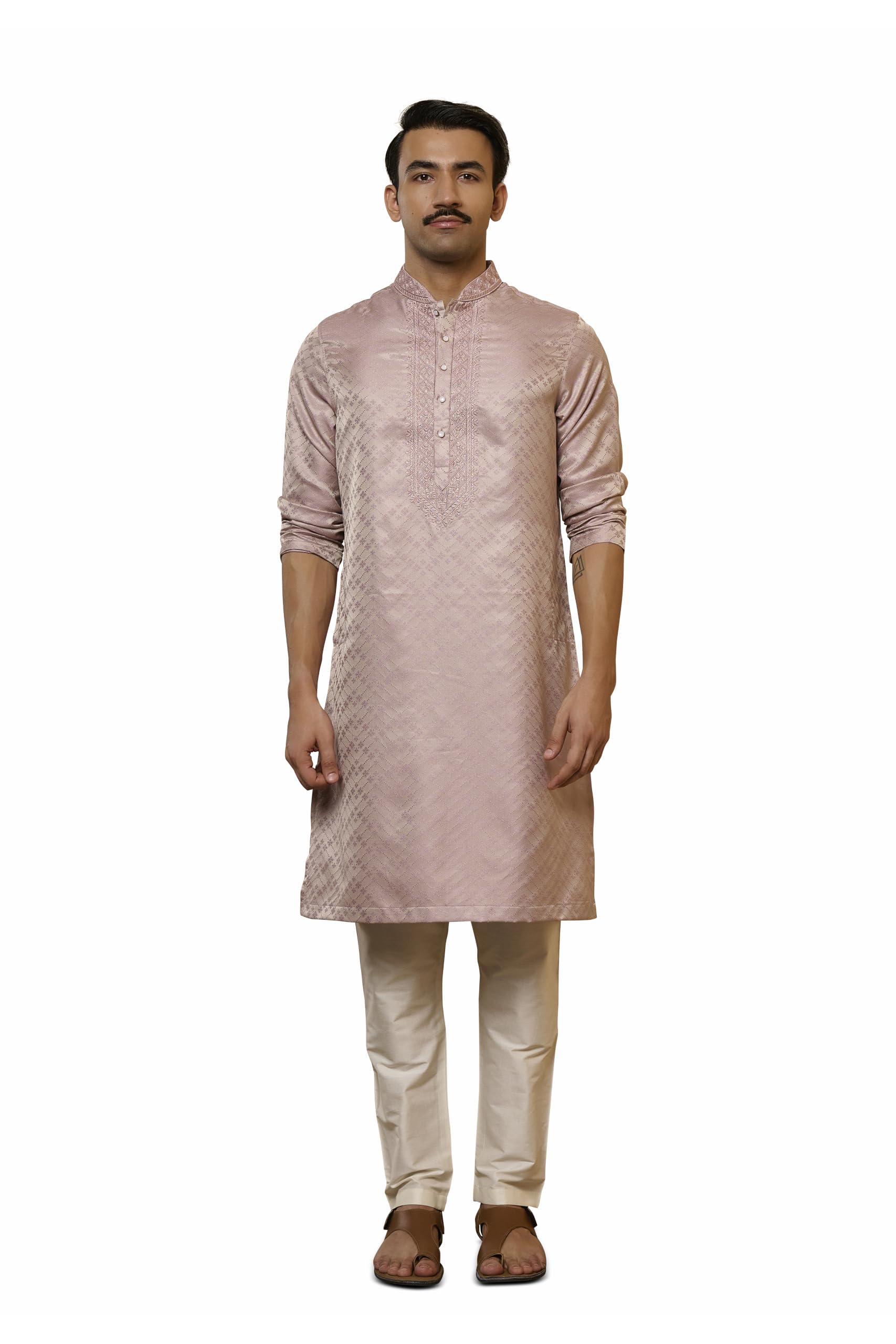 Lilac Embroidered Kurta Set-image-10
