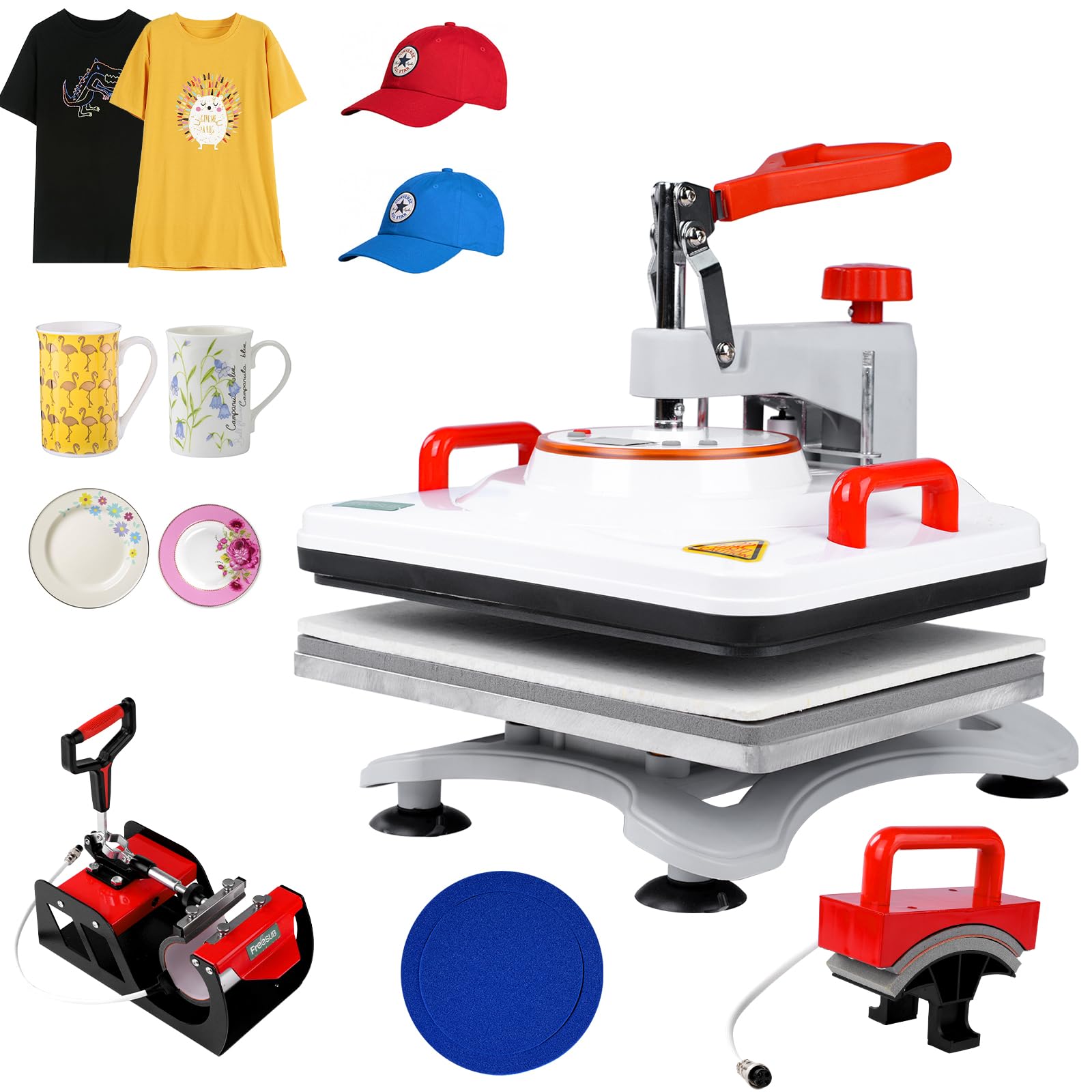 Pressa da stampa digitale 5 in 1 P8200, Pressa da stampa multifunzionale Combinazione di sublimazione termica per magliette Tasse per le tasche Teller Mauspads Kissen(29x38 cm)