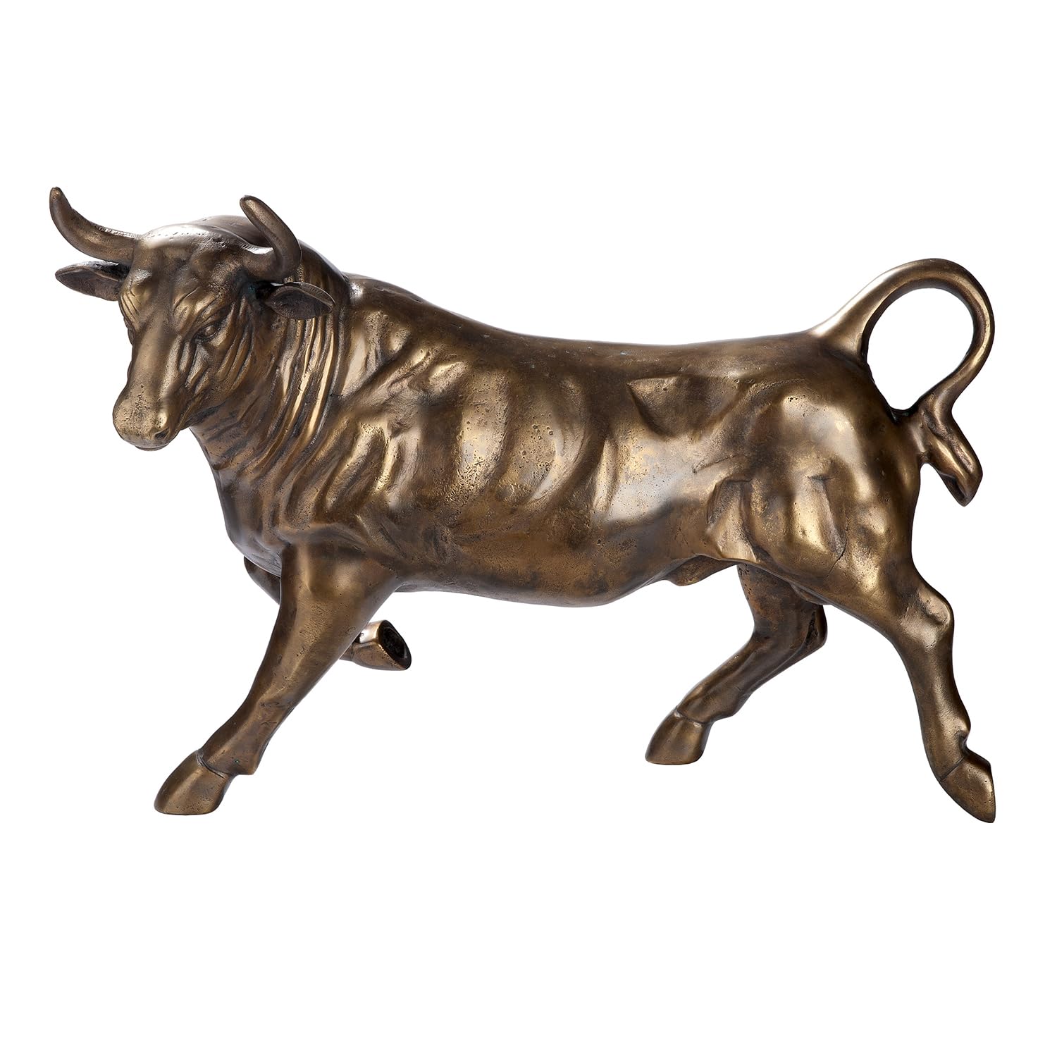 GILDE Bull Figurine Aluminium Bronze Antique Finish Height 39 cm x Width 57 cm