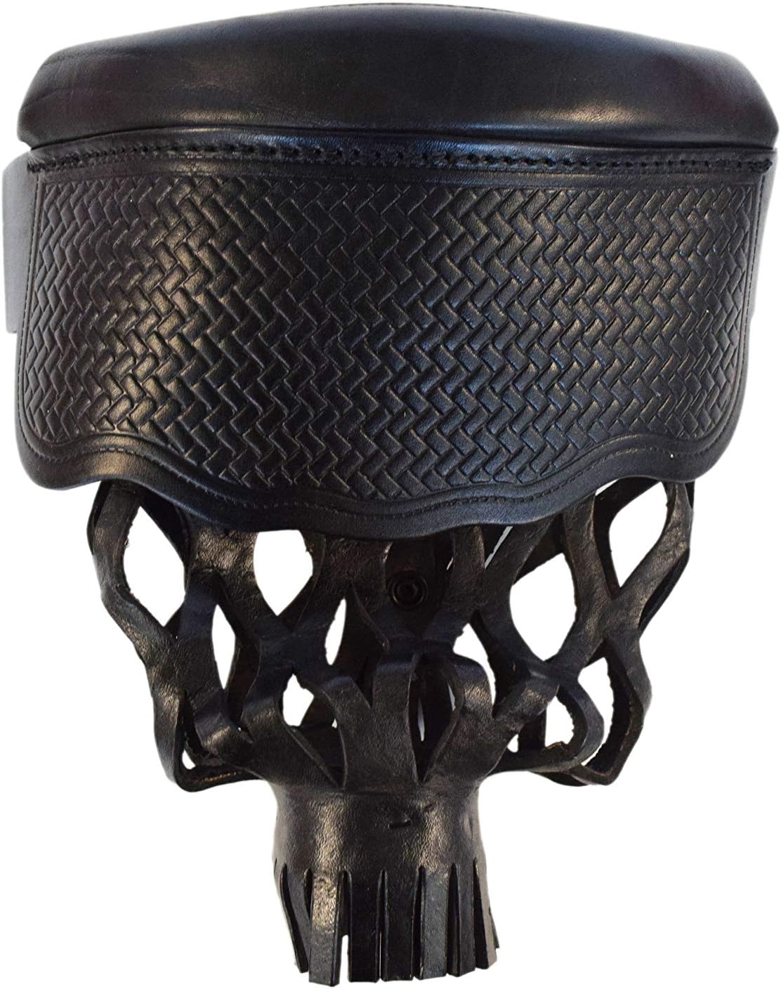 Pool Table Billiard Leather Pockets with Fringe or Shield - Set of 6 (Shield-Black-Cross)