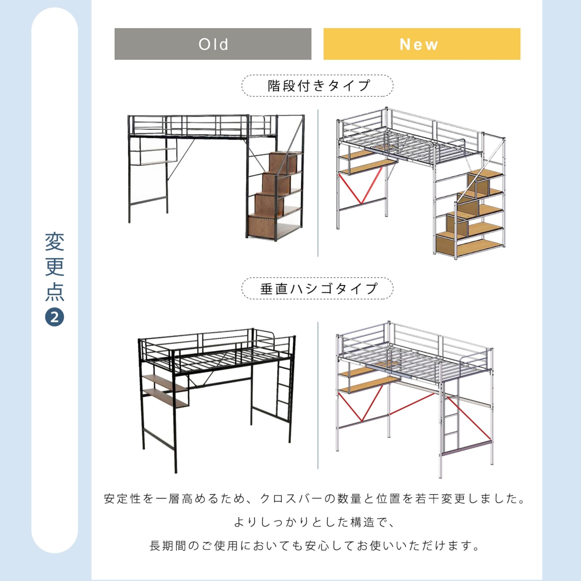 Amazon｜Donext ロフトベッド 収納棚付き シングル ハイタイプ 耐荷重
