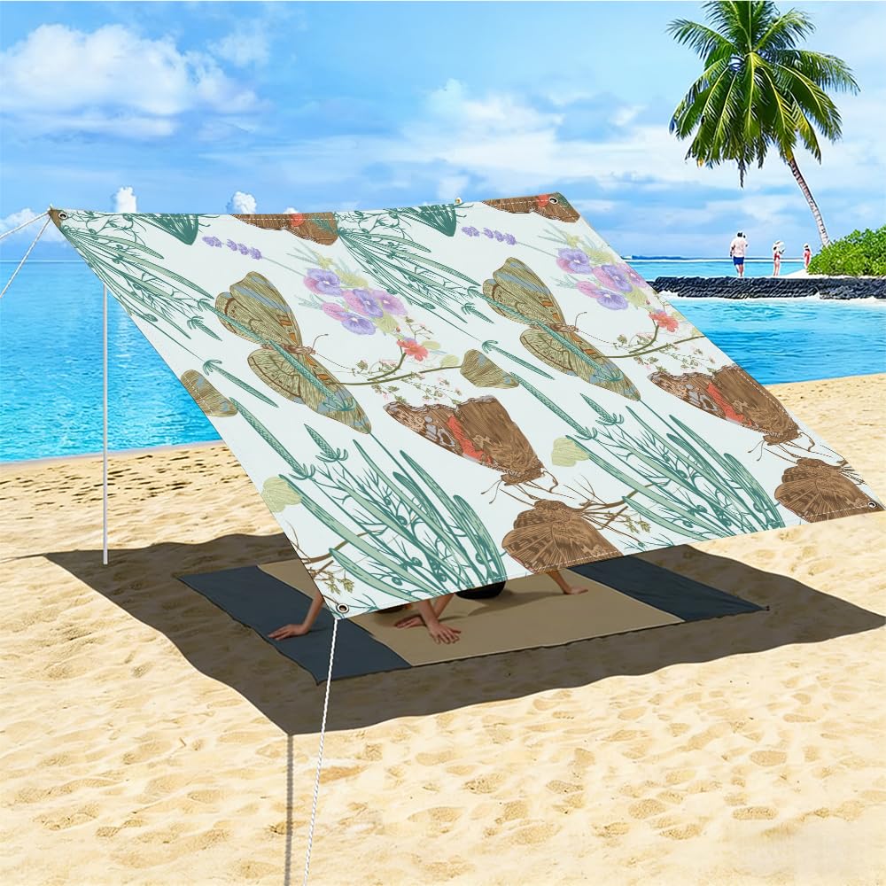 Toile d'ombrage extérieure imperméable 180x180 avec motif feuille 3D