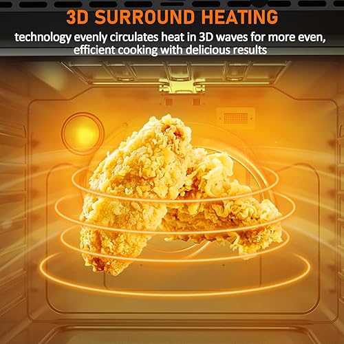 Miniatura 7 de Horno tostador de acero inoxidable, gran capacidad de 4.8 pies cúbicos con calefacción 3D, combo de horno freidora de aire de 30 pulgadas para