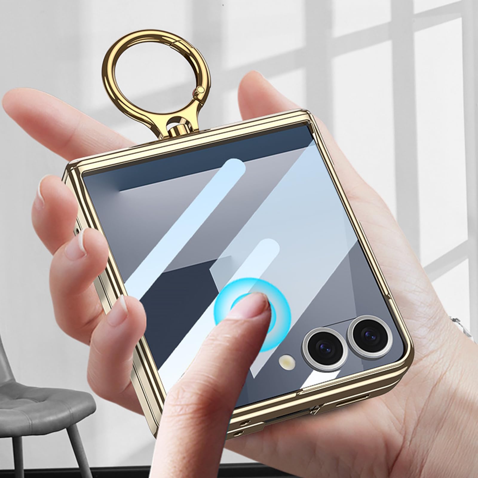 Sottile Custodia per Samsung Galaxy Z Flip 8, Lusso Placcatura Trasparente