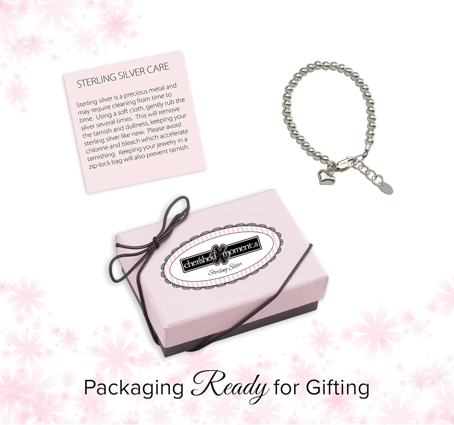 Cherished Moments 925 Sterling Silver Stackable Matching Mom & Me Bracelets with Heart Charm for Babies, Infants, Toddlers and Little Girls - Image 5