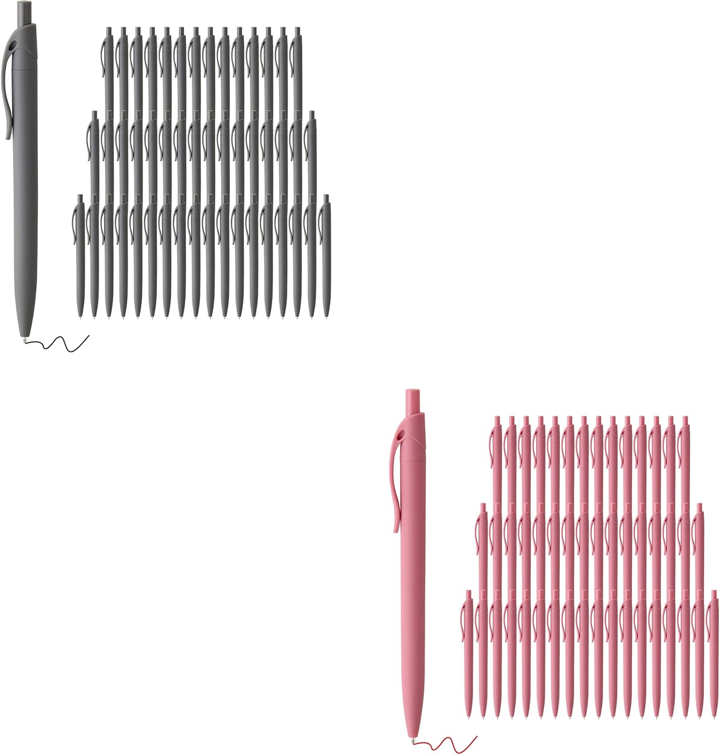 deegtran 50 Pcs Red Barrel Red Ink Ballpoint Pens + 50 Pcs Gery Barrel Black Ink Ballpoint Pens