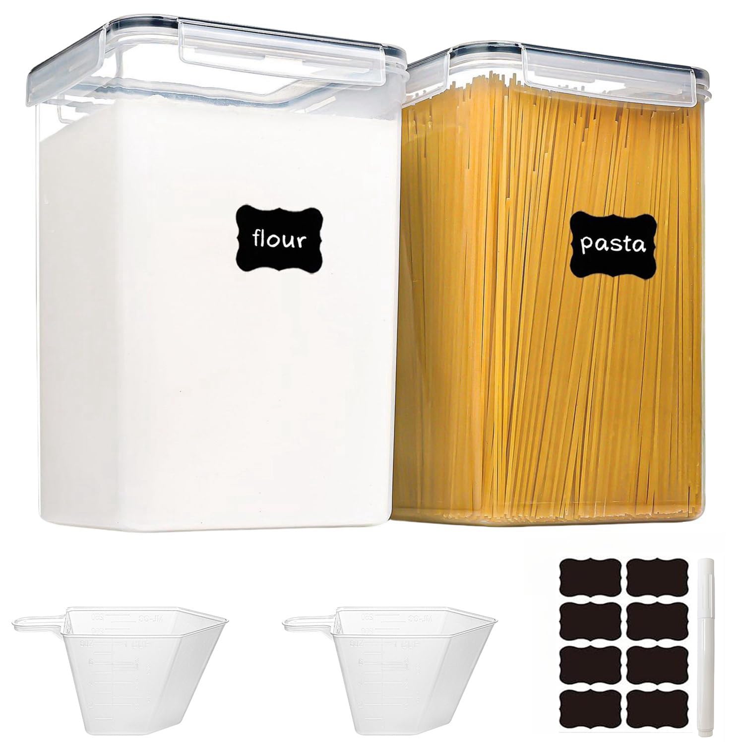 KUAIJI 2-Pack Large Capacity Food Storage Container, 6.5 L Grain and Dry Food Storage Container, With Lock Buckle Food Kitchen Storage Organization, Suitable For Home and Kitchen (2-Pack)