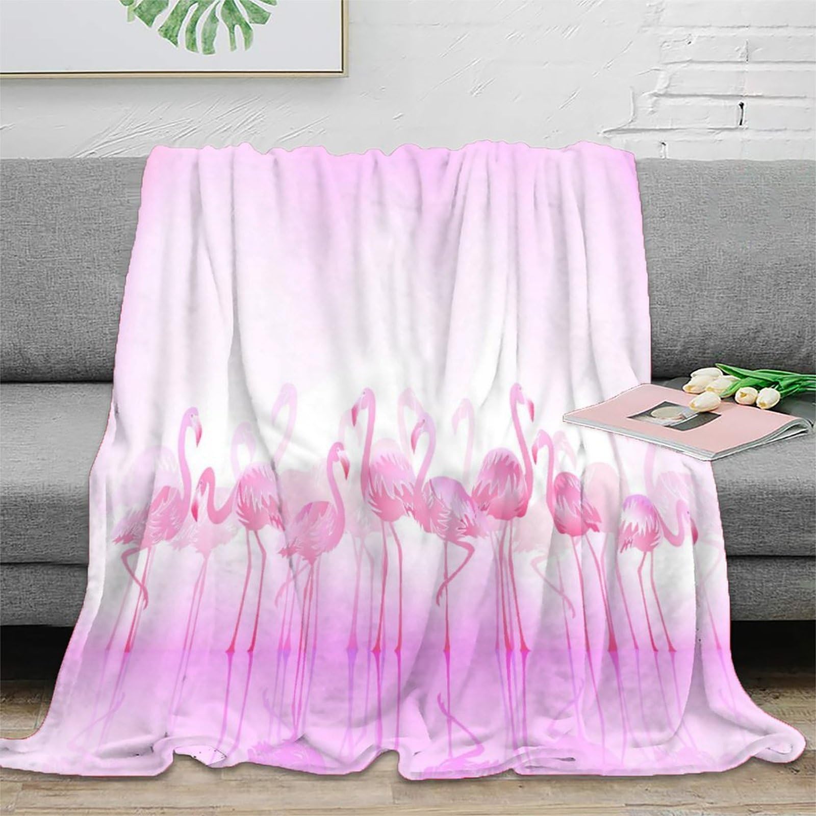 Plaid Rose Flamingos en microfibre premium jeté de lit chaud et moelleux