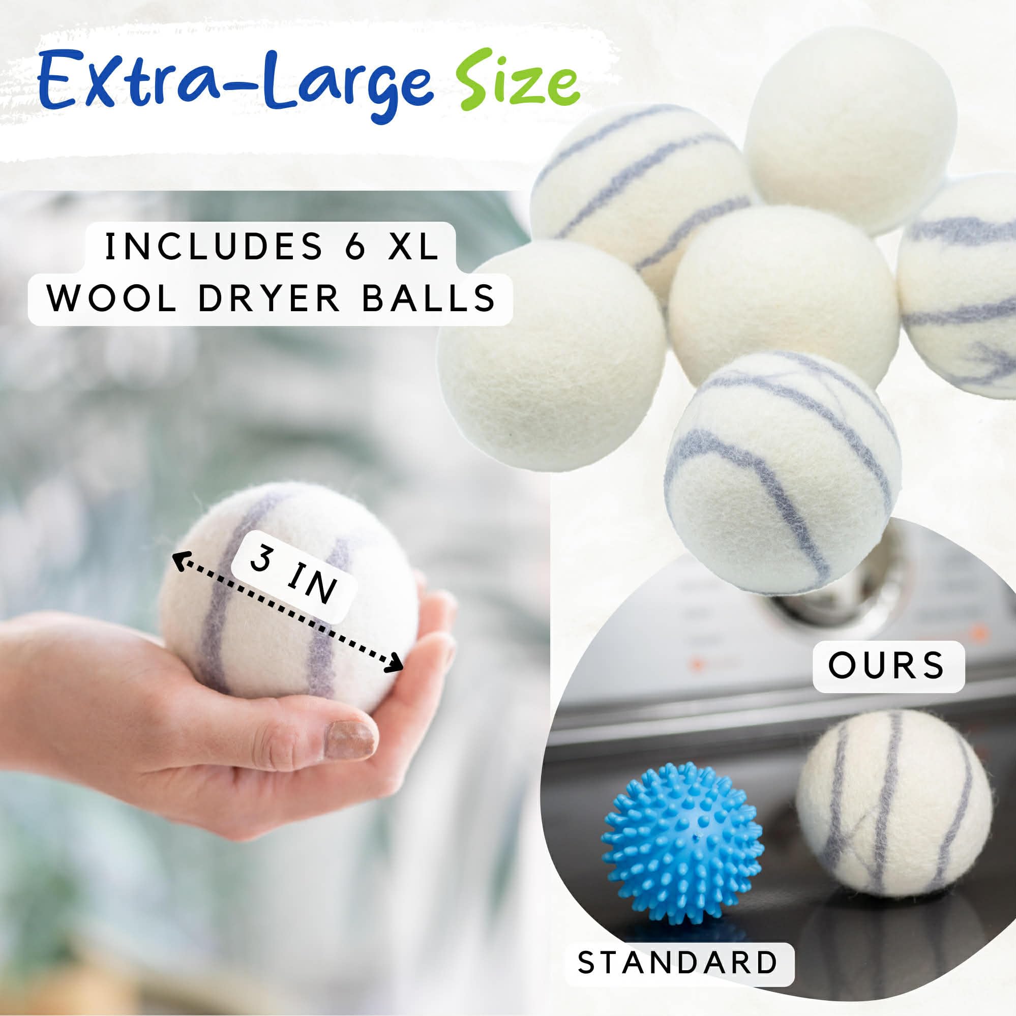 Amazon.com: Organic Wool Dryer Balls Laundry Reusable (Set of 6
