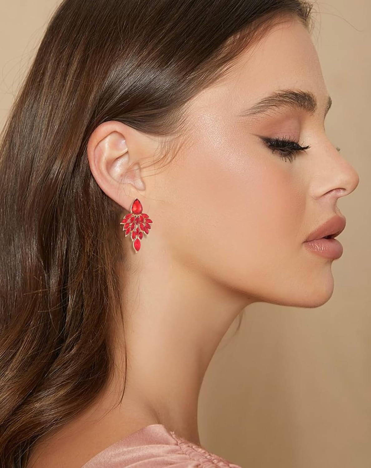 ATIMIGO Rhinestone Cluster Drop Earrings Elegant Crystal Statement Earrings Bridal Wedding Prom Earrings for Women - Image 2