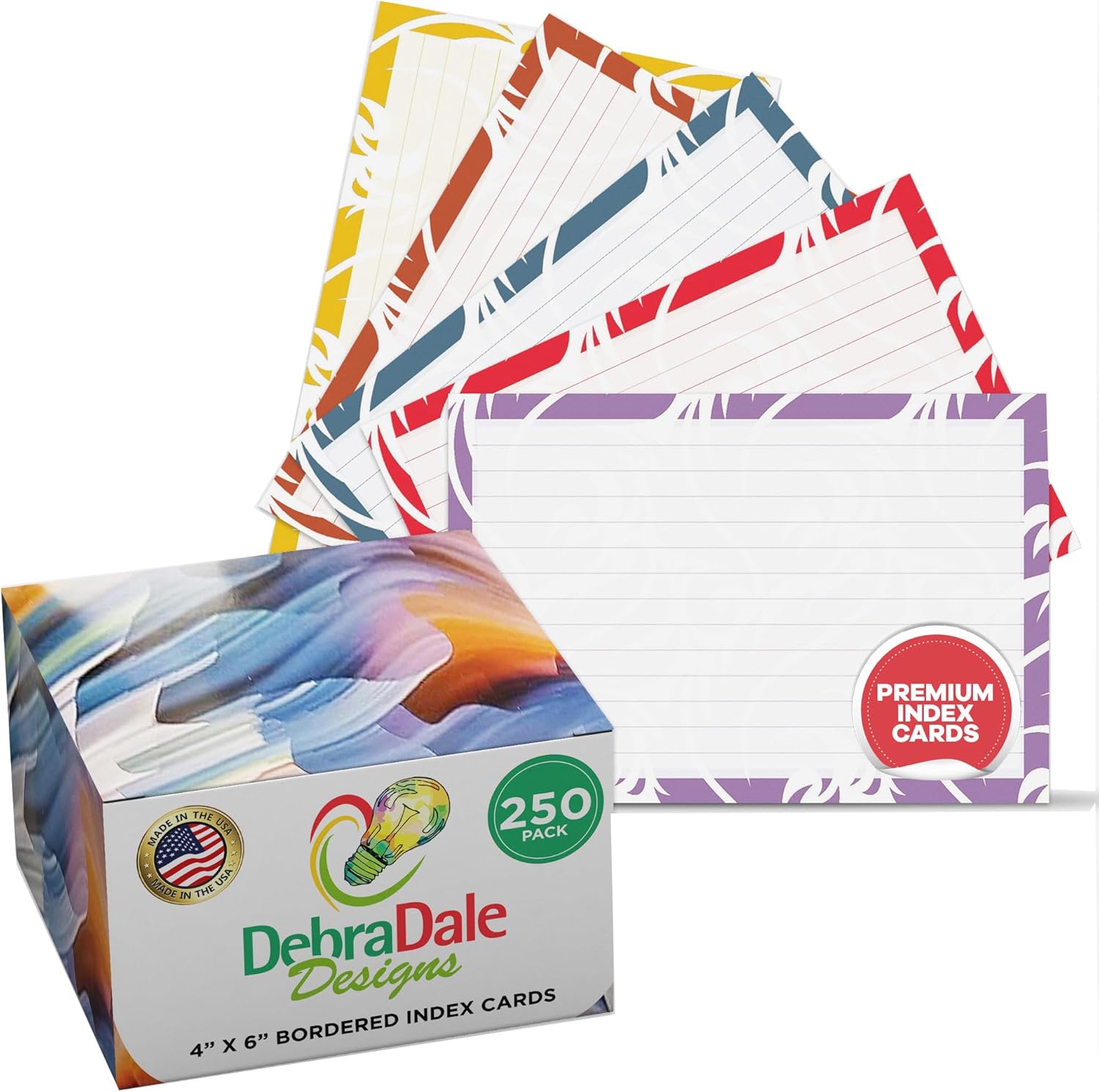 Debra Dale Designs Paisley Border 250-Pack 4"x6" Ruled Index Cards - Premium 140# Cardstock - Made in USA