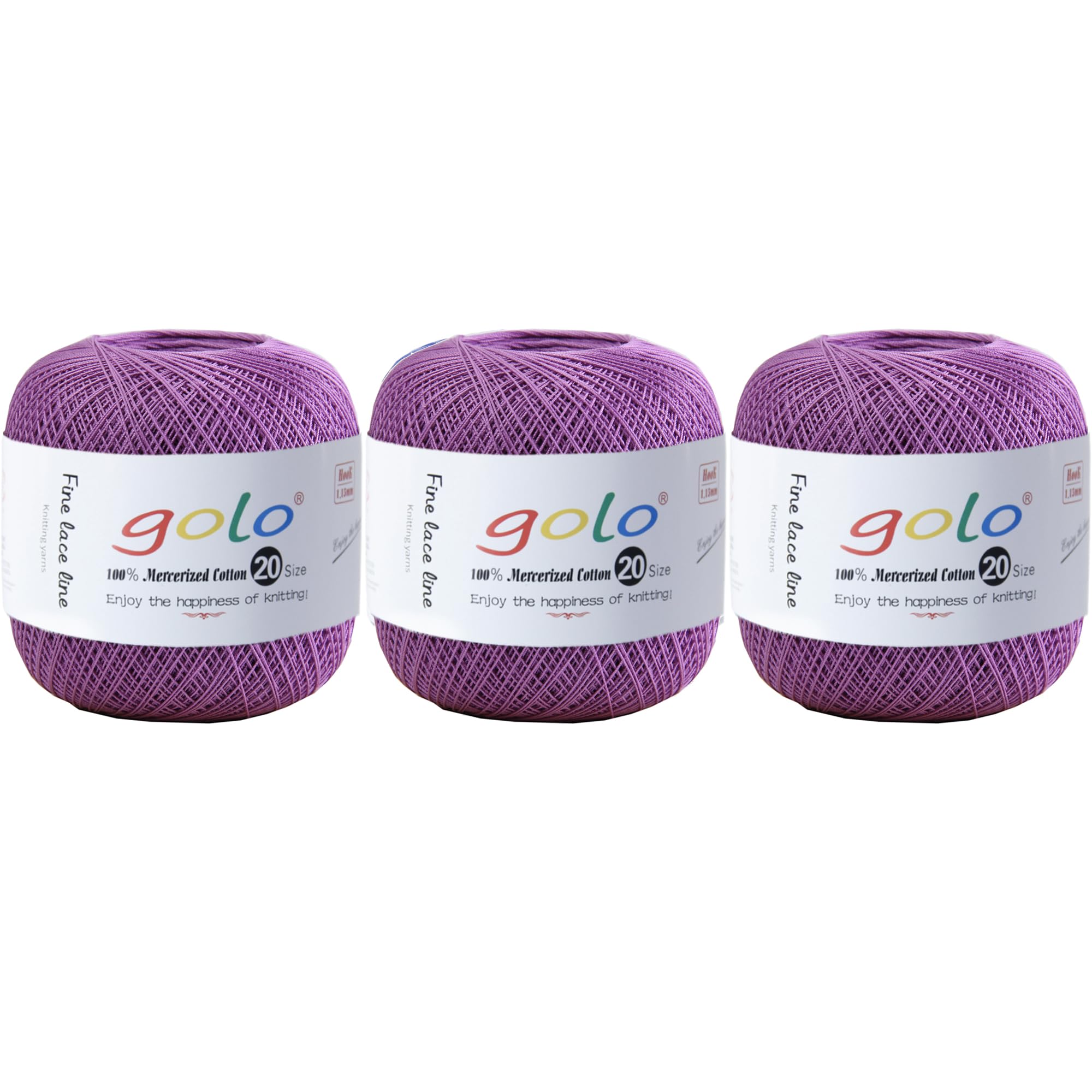 golo 3 Balls Crochet Thread Size 20 Embroidery Thread Crochet Yarn for Hand 634