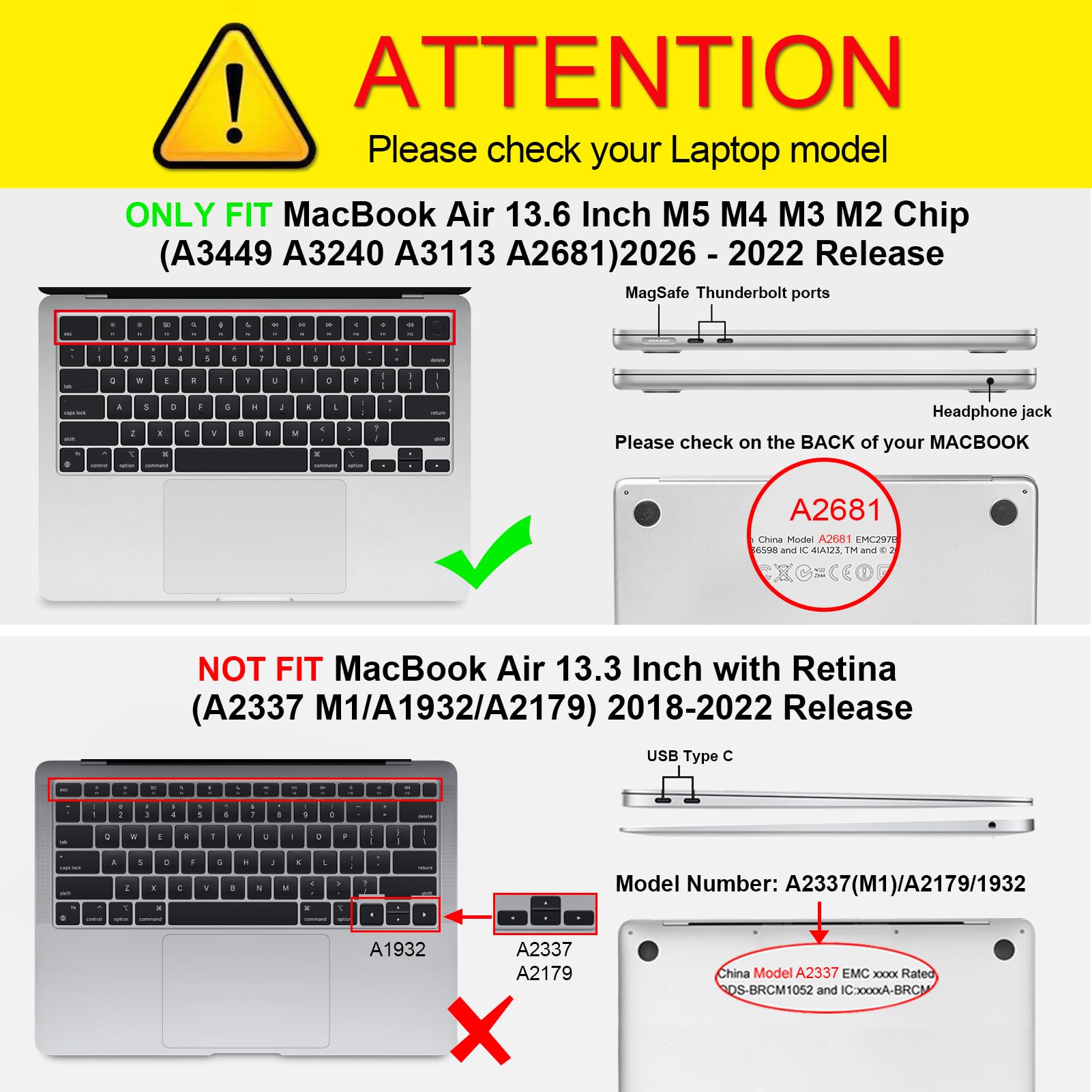 FINTIE Custodia Compatibile con MacBook Air 13.6 Pollici M5/M4/M3/M2 (2026/2025/2024/2022, A3449/A3240/A3113/A2681) - Cover Rigid Protettivo Guscio Rigido Case, Trasparente Cristallo