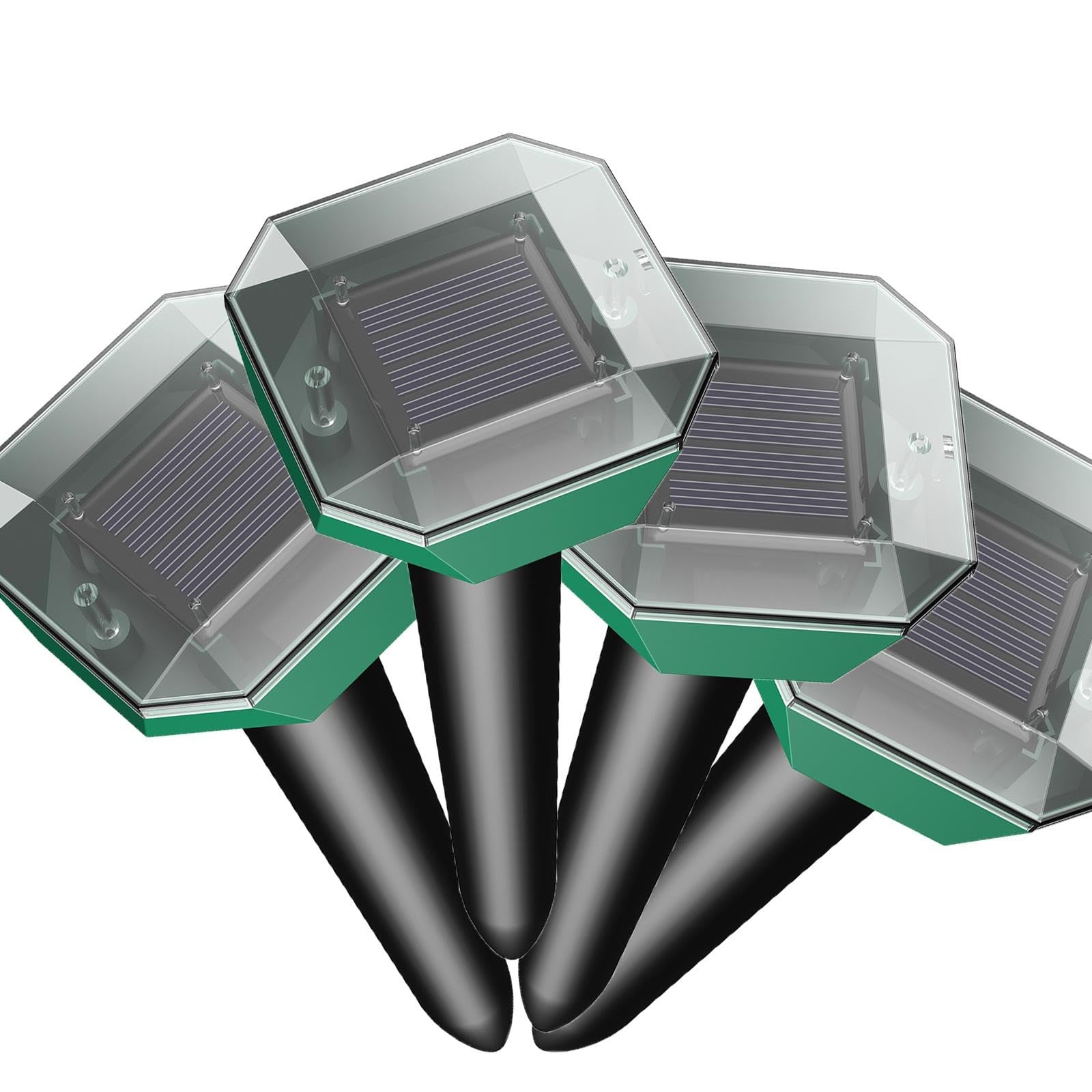 Lot de 4 répulsifs anti-taupes solaires IP65 - Convient pour repousser les taupes et autres rongeurs dans les jardins et pelouses