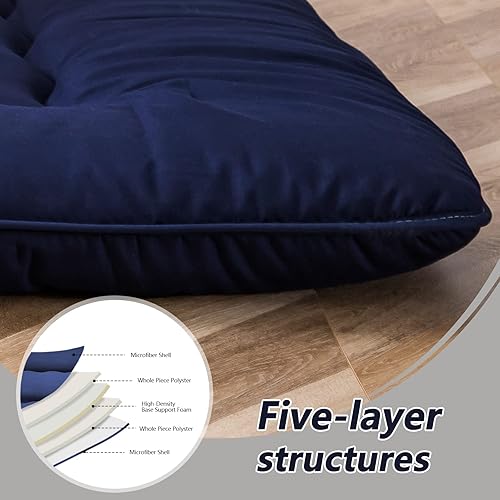 Miniatura 415 de Colchón futón japonés de piso gris constelación, de piso tatami, portátil, para acampar, para niños, sofá cama plegable enrollable con protector de