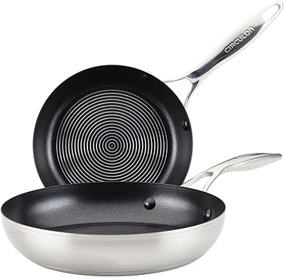 Circulon Stainless Steel Frying Pan/Skillet Set with SteelShield Hybrid Stainless and Nonstick Technology