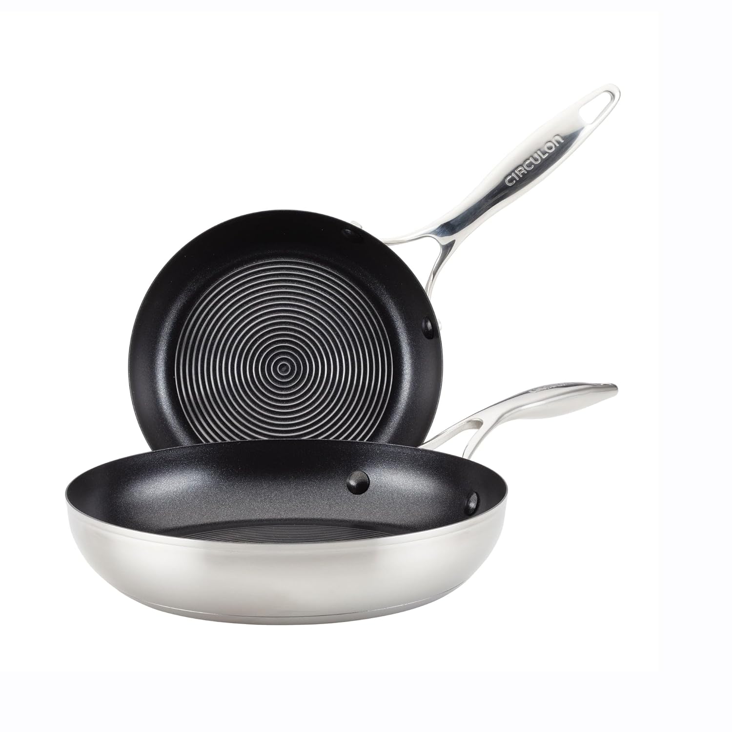 Circulon Stainless Steel Frying Pan/Skillet Set with SteelShield Hybrid Stainless and Nonstick Technology