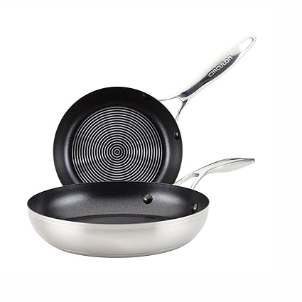 Circulon Stainless Steel Frying Pan/Skillet Set with SteelShield Hybrid Stainless and Nonstick Technology