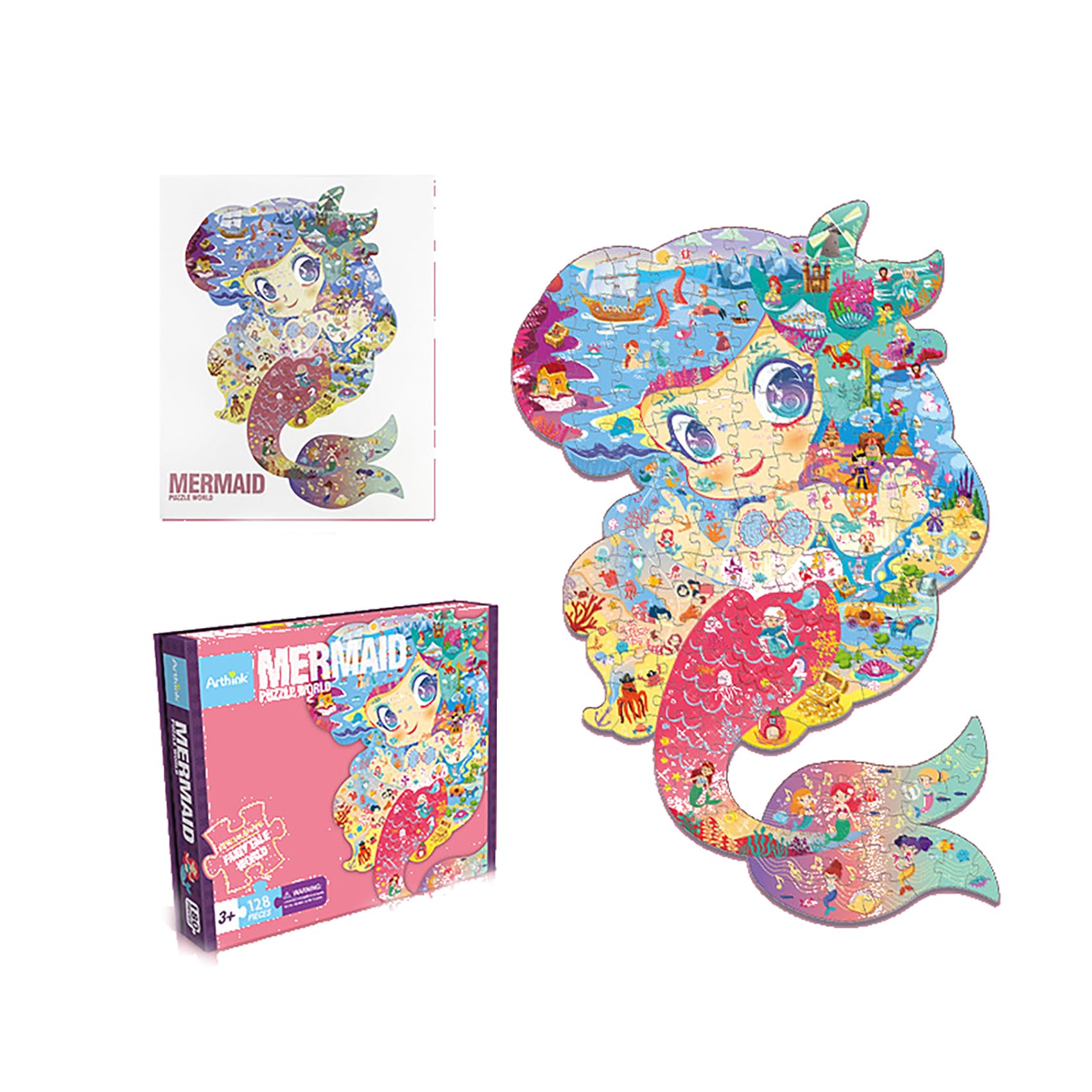 AM ANNA Princess Puzzle for Girls 4-6, Magical Mermaid Floor Puzzle for Kids Ages 3-5,Mermaid Gifts for Girls Floor Puzzle Preschool Toys, Christmas and Birthday Gifts for Boys and Girls(Mermaid)