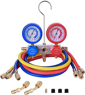 BACOENG AC Gauge Set for R32 R410a, A/C Refrigerant Recharge Kit HVAC Manifold Gauge Set with 5FT Hoses and R410a Adapters