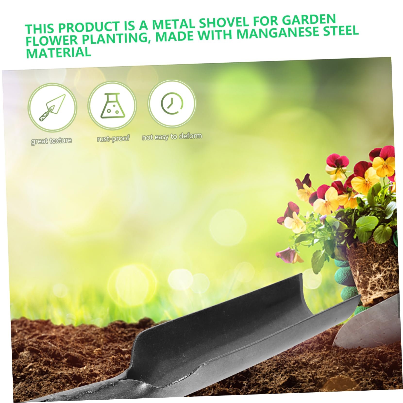Kisangel Pala da Giardino Manico Spessa in Acciaio al Manganese Strumento Multifunzionale per Trapianto e Diserbo Facile da Trasportare