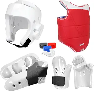 AAMA Custom Foam Sparring Gear Set - Foam Headgear, Olympic Style Chest Guard, Foam Punch and Kick