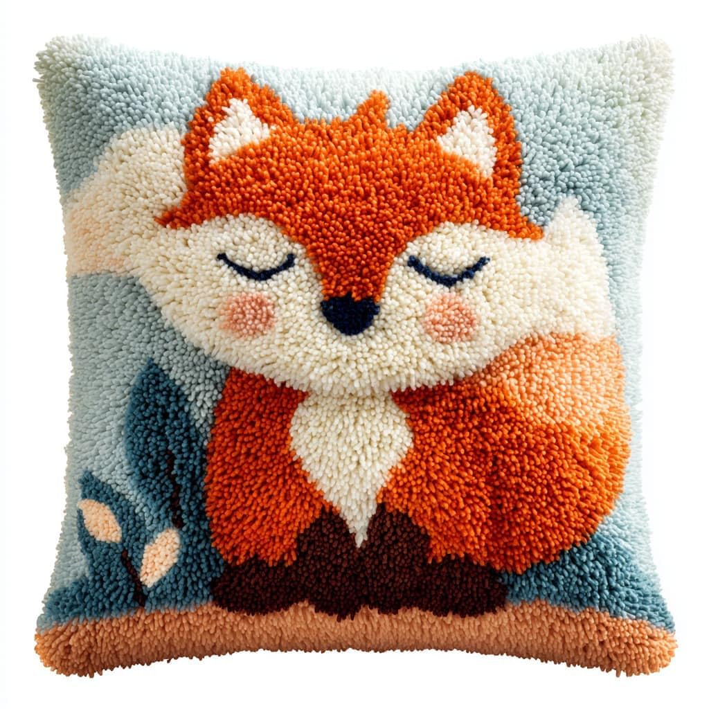 Taxpy DIY Rug Pillow Cover Latch Hook Cushion Kits, Animal Needlework Pillow Cover Sofa Cushion Rug Making Kits,17x17inch