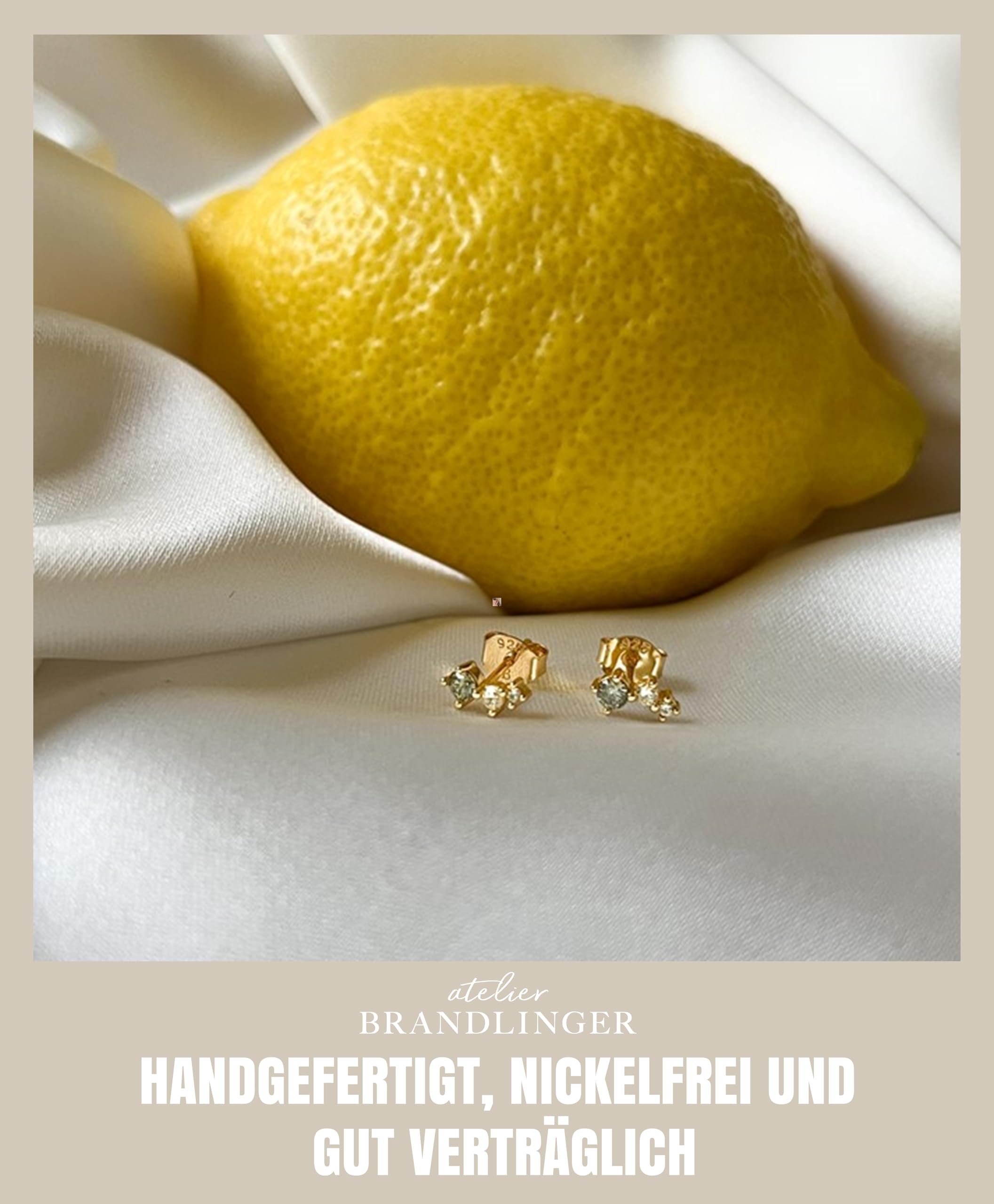Brandlinger ® Ohrstecker Silber 925 mit Stein bunt. Schmuck Damen vergoldet mit 18 Karat (Silber und Gold) für Frauen und Mädchen. Größe der funkelnden Ohrstecker: 5,8mm